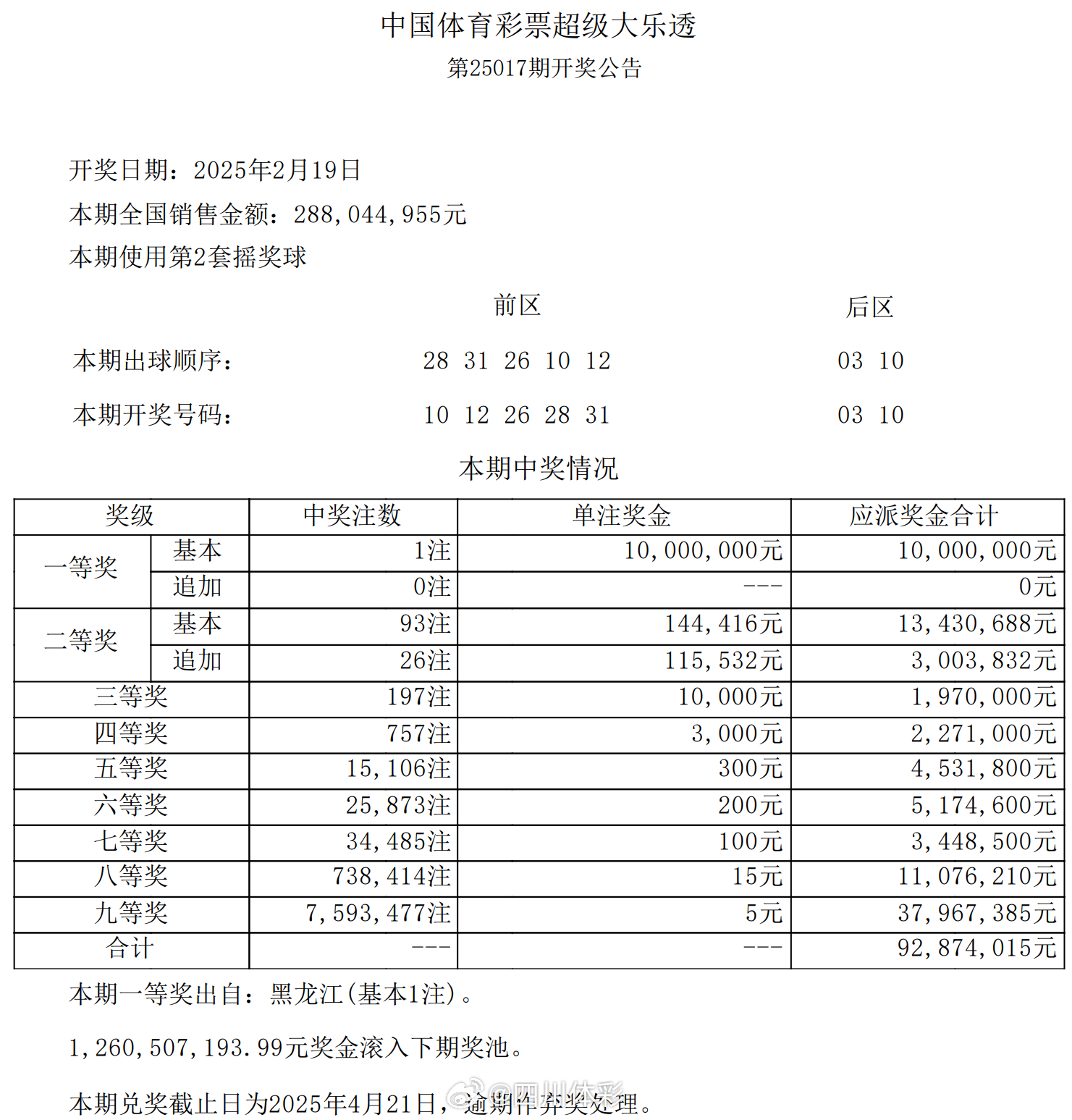 彩票开奖